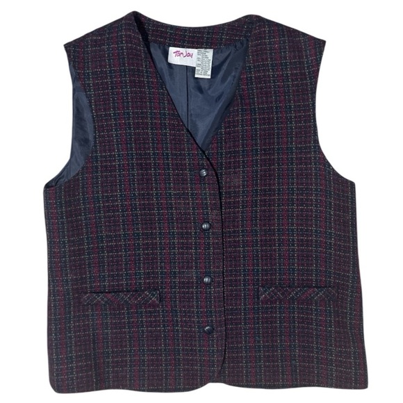 TanJay Wool Blend Vintage Buttoned Vest, Size 12 - Picture 1 of 7